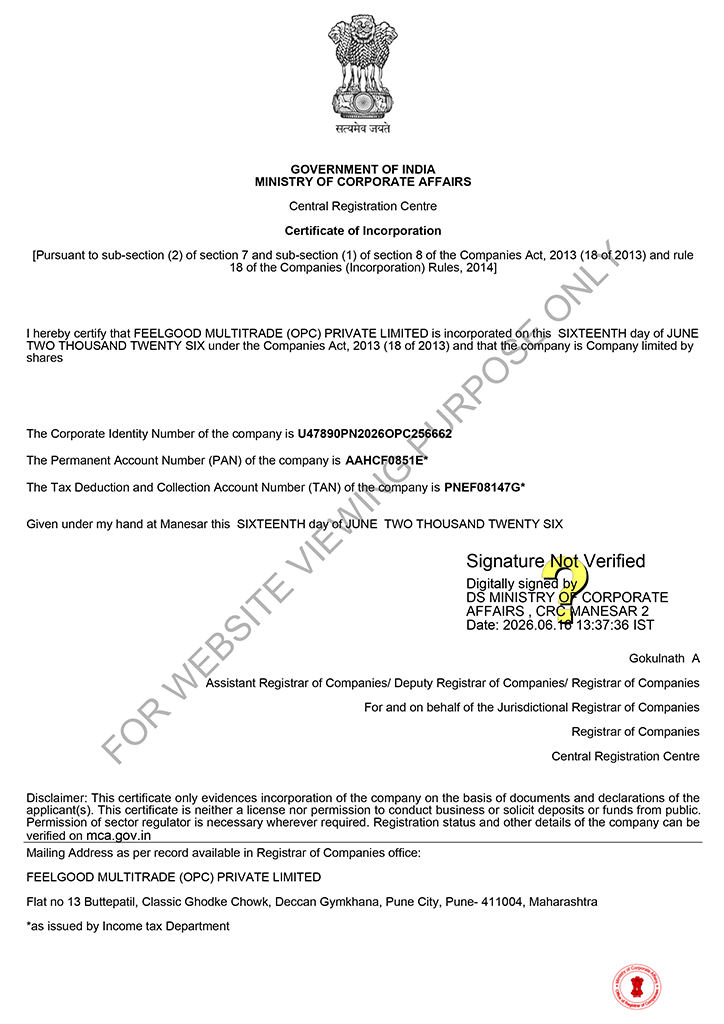 Certificate of Incorporation