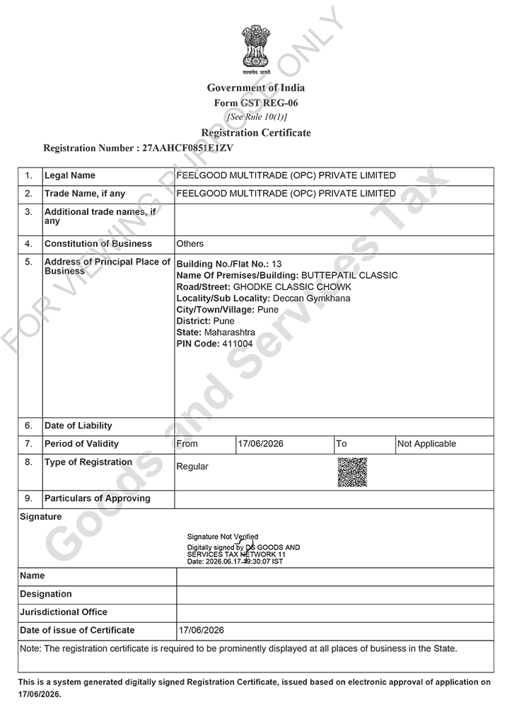 Goods and Services Tax Registration Certificate